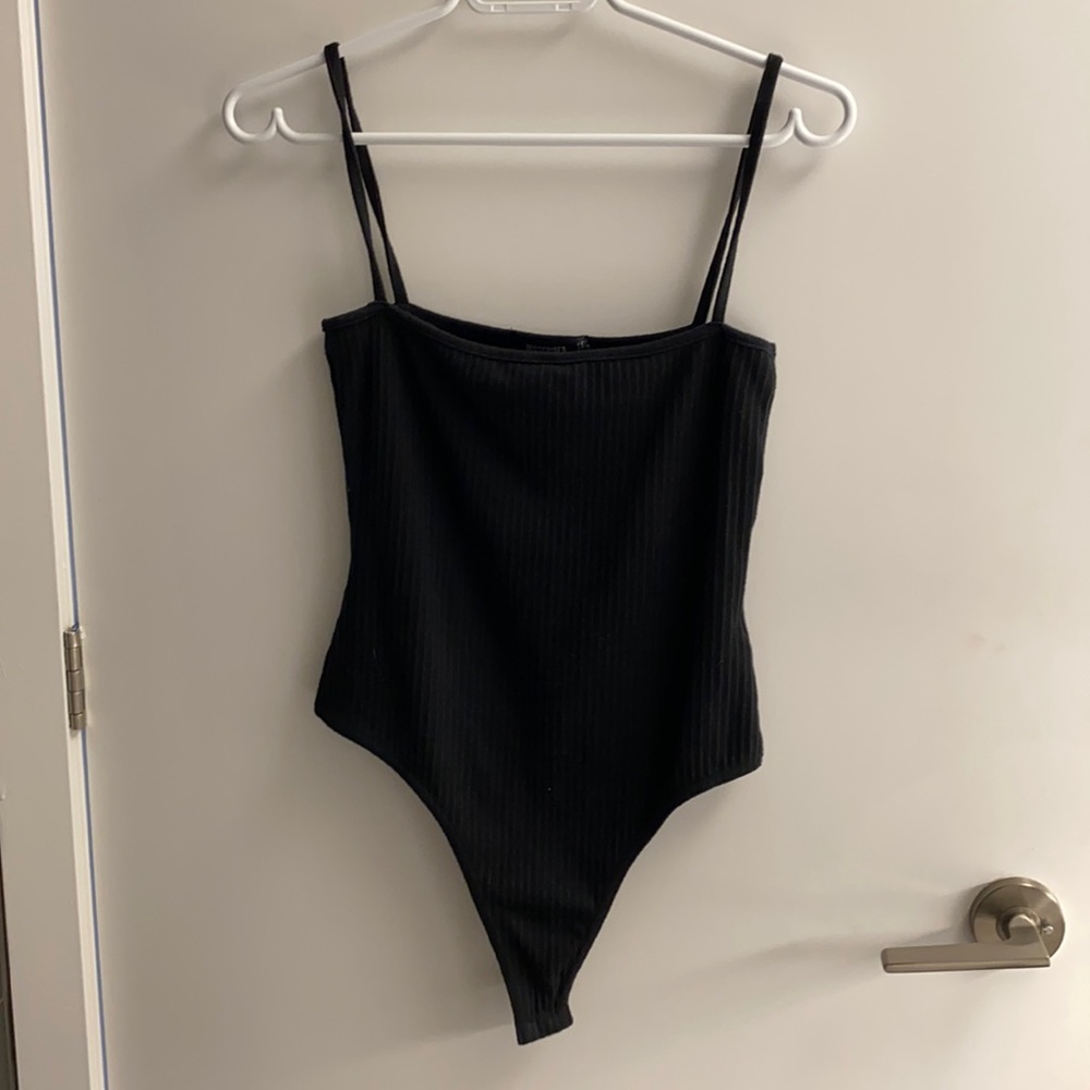 ⭐️Missguided black ribbed bodysuit basic top NWOT